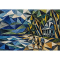 geometric coastal beach house canvas living room