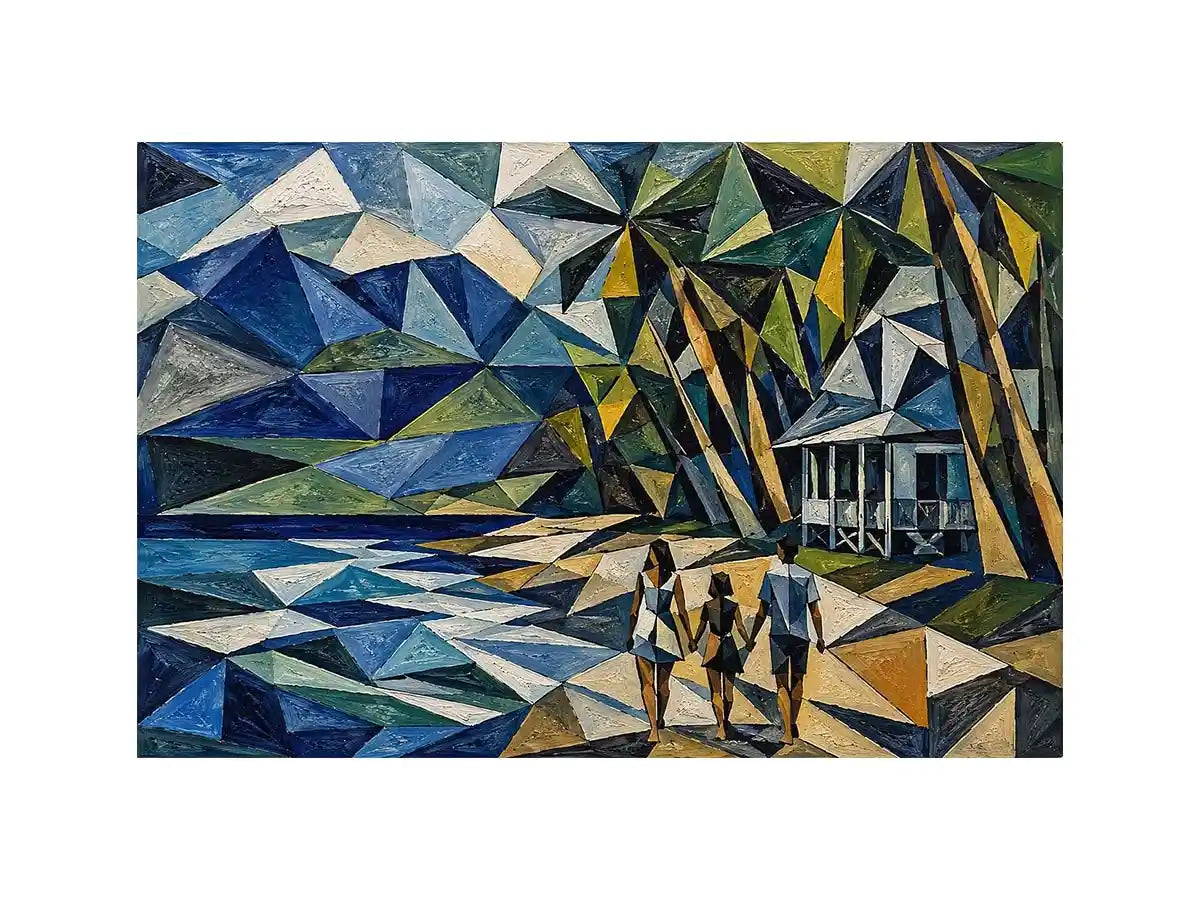 geometric coastal beach house canvas living room