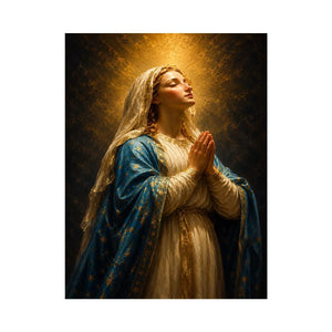   praying madonna blue gold canvas art