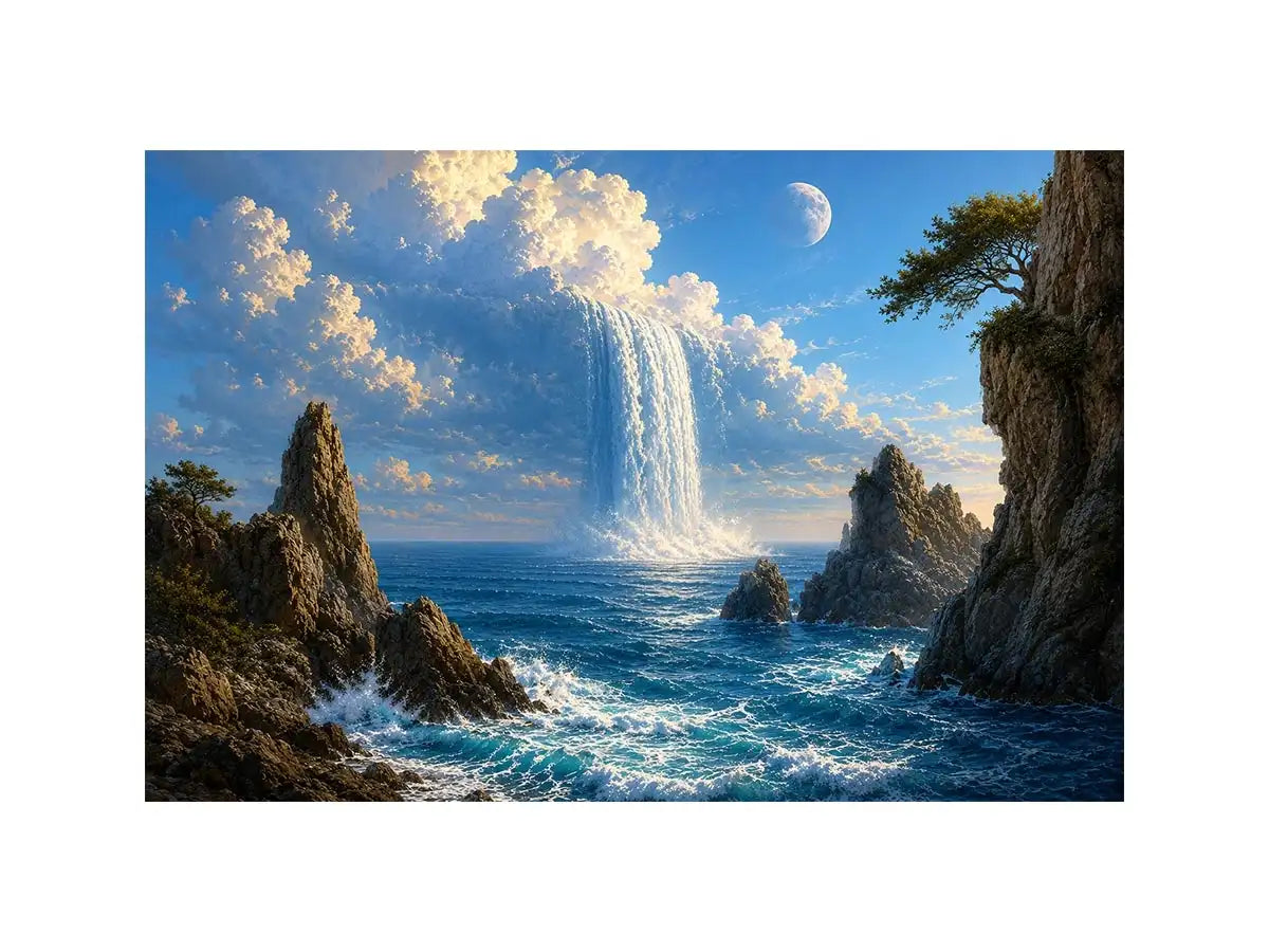   surreal ocean waterfall canvas print