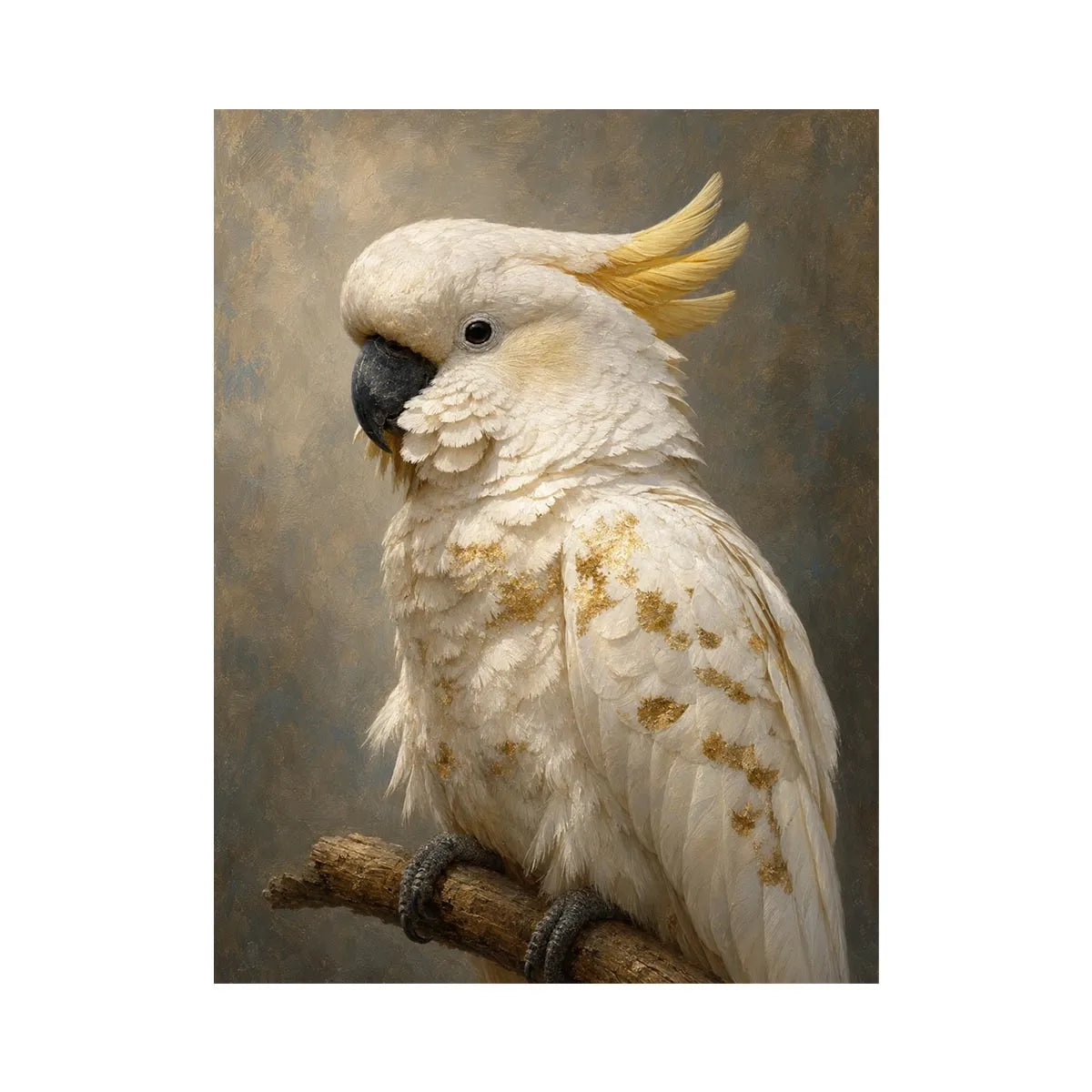   white cockatoo gold accent canvas art