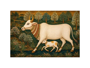   traditional cow calf canvas print