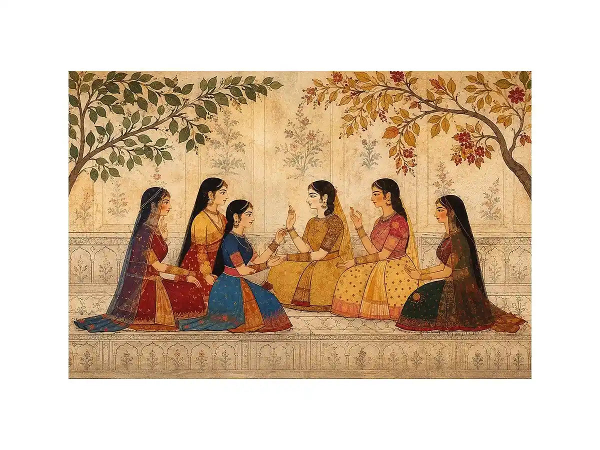 traditional women garden canvas