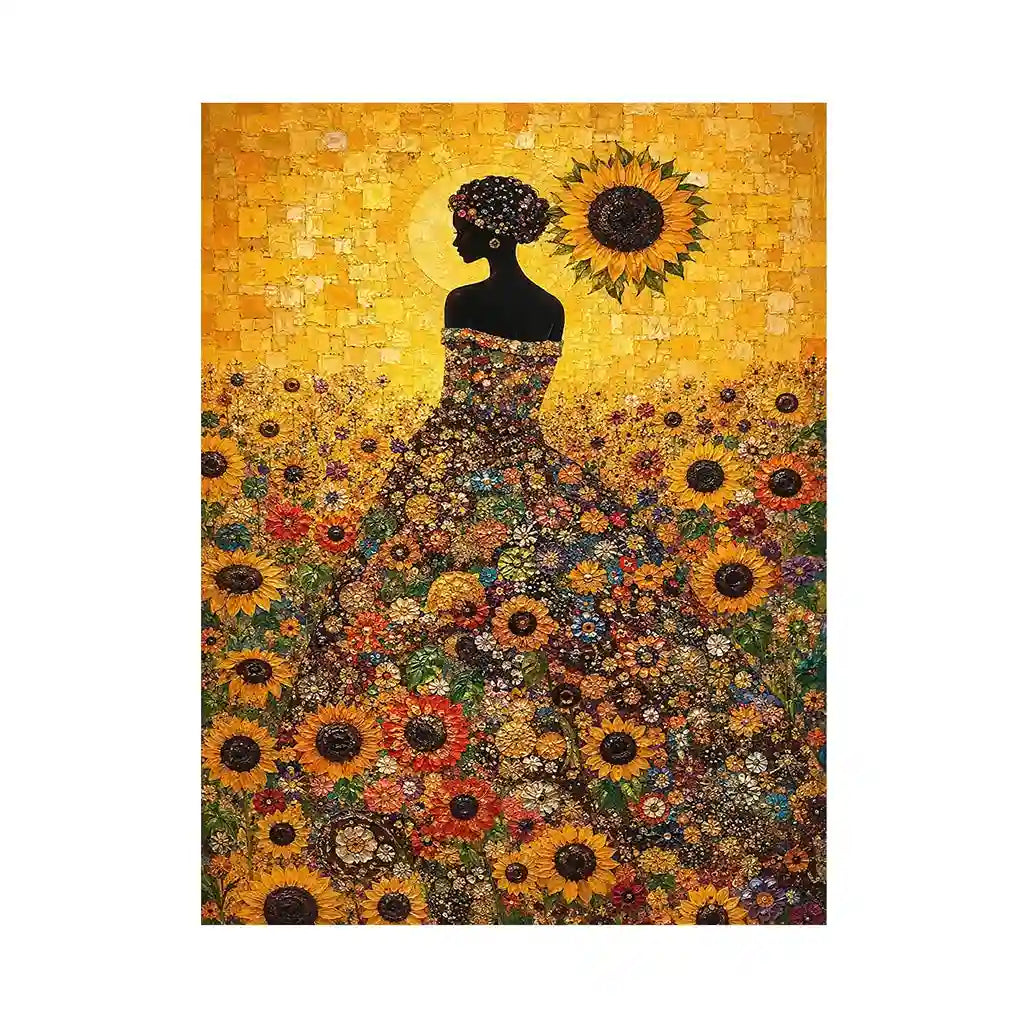 sunflower woman floral canvas