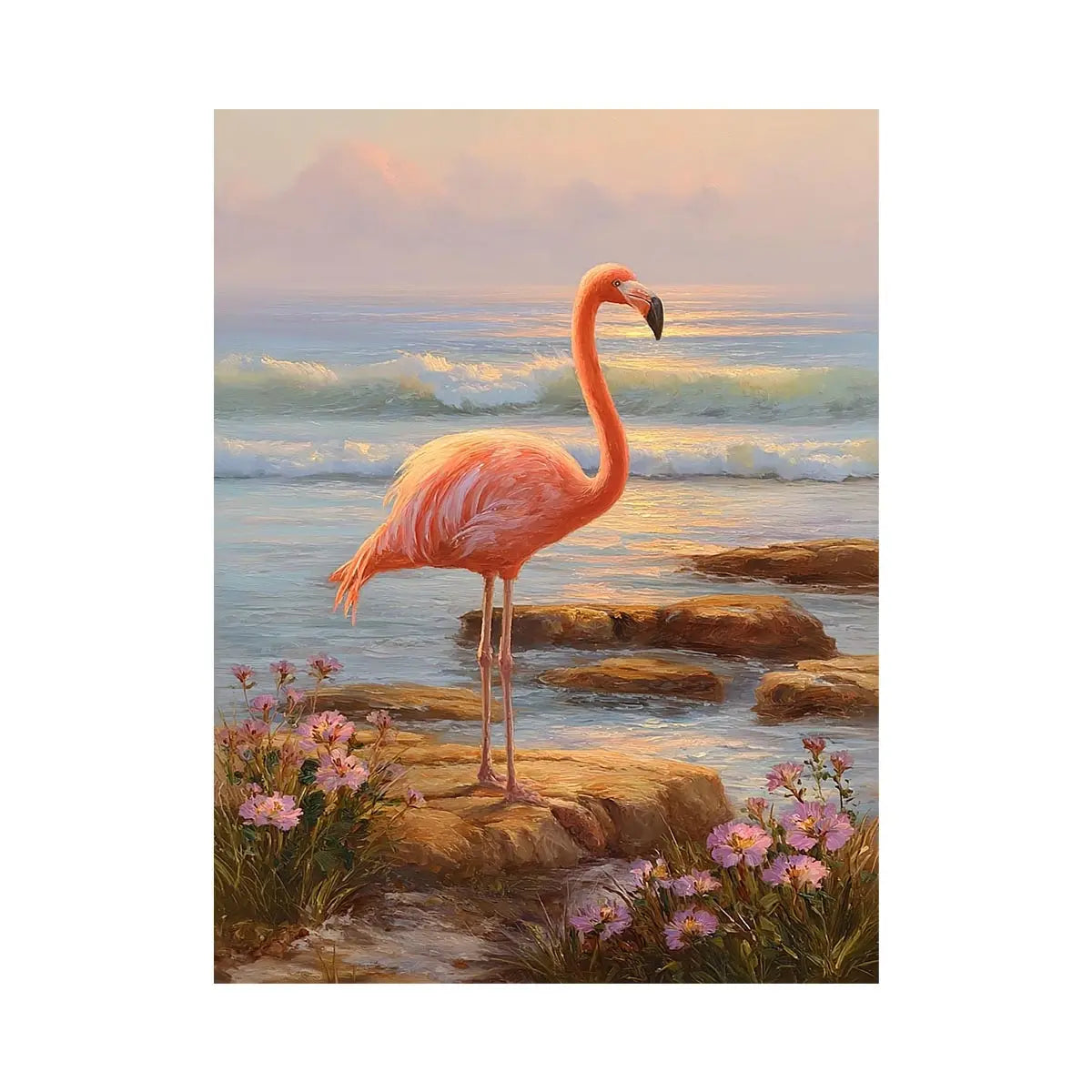 coastal flamingo ocean canvas