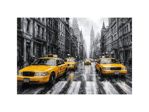 yellow taxi city canvas