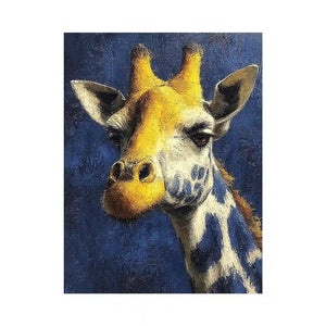 blue giraffe portrait canvas