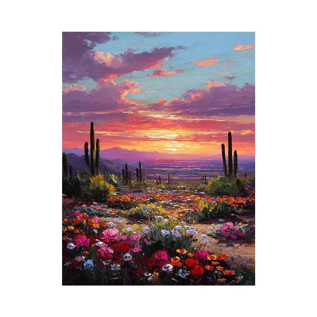 desert cactus sunset canvas