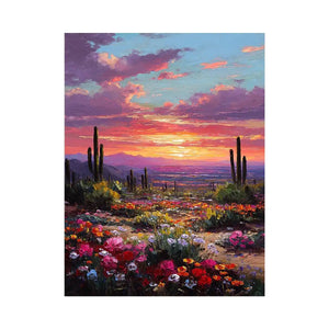 desert cactus sunset canvas