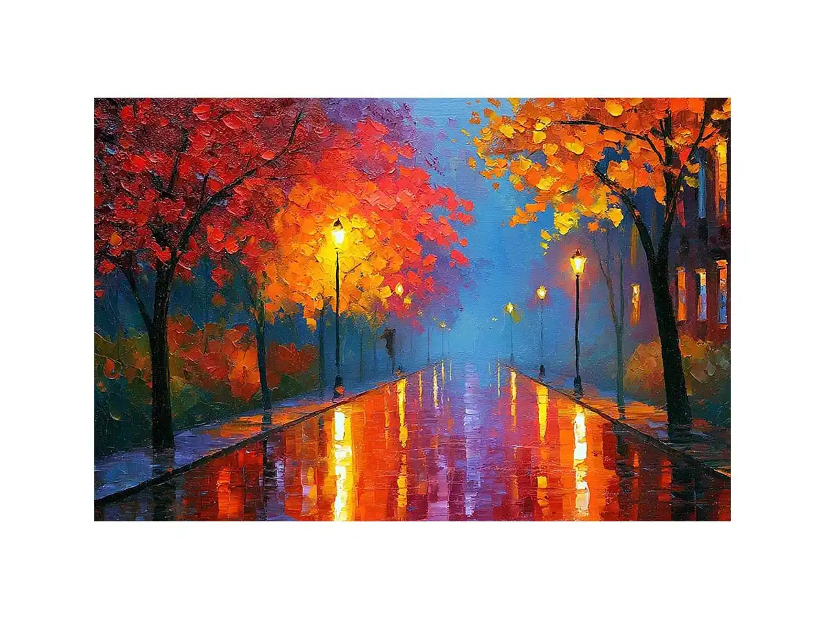 autumn pathway warm canvas art