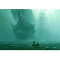 misty boat teal canvas art