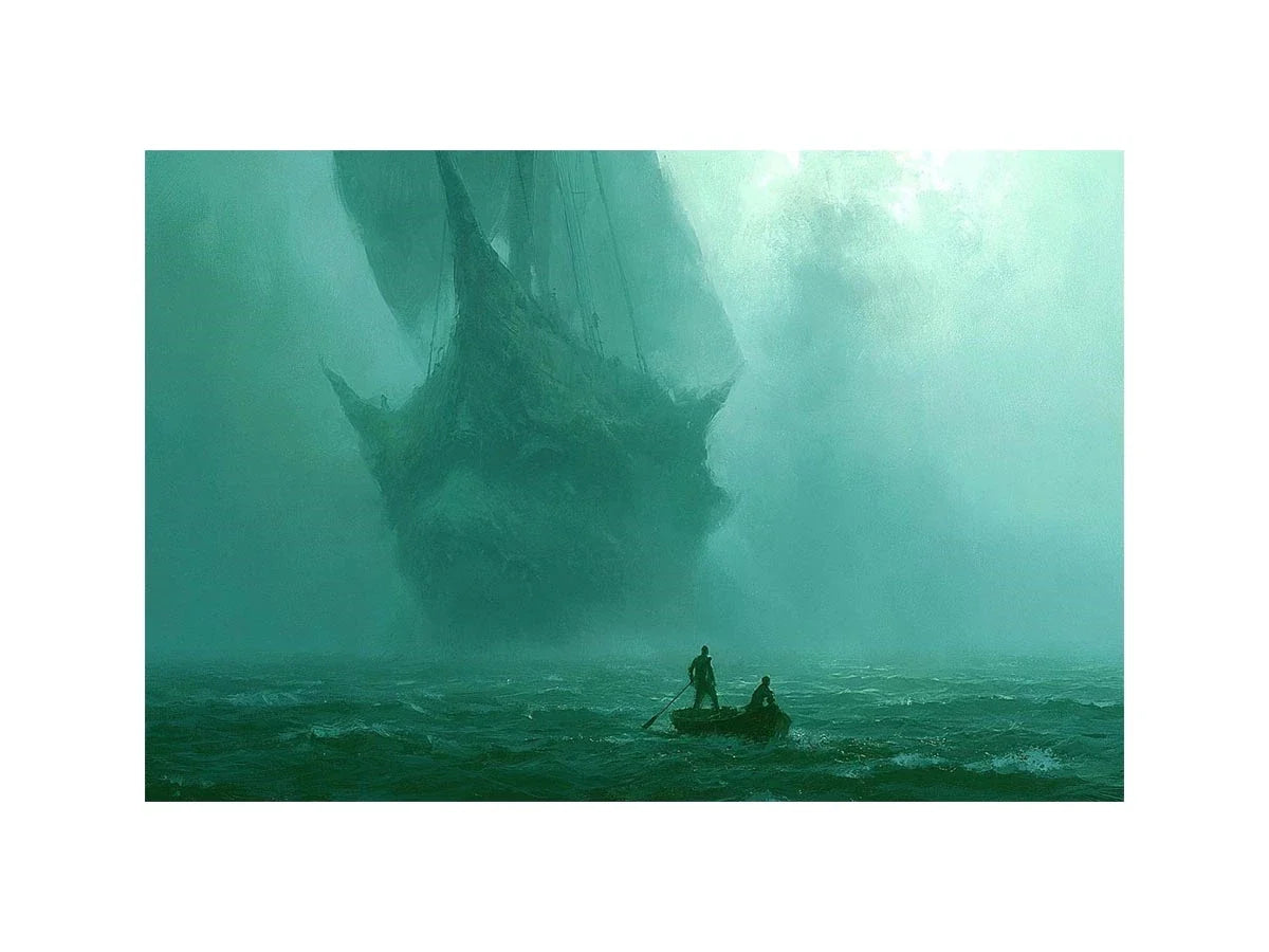 misty boat teal canvas art