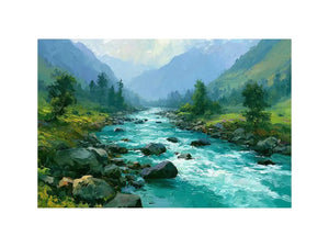 mountain river landscape canvas art