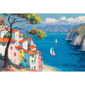 mediterranean coastal village canvas print