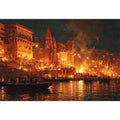 moody river city night canvas art