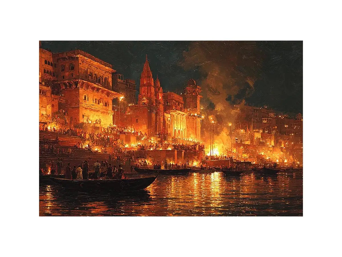 moody river city night canvas art