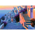 santorini village stairs canvas print