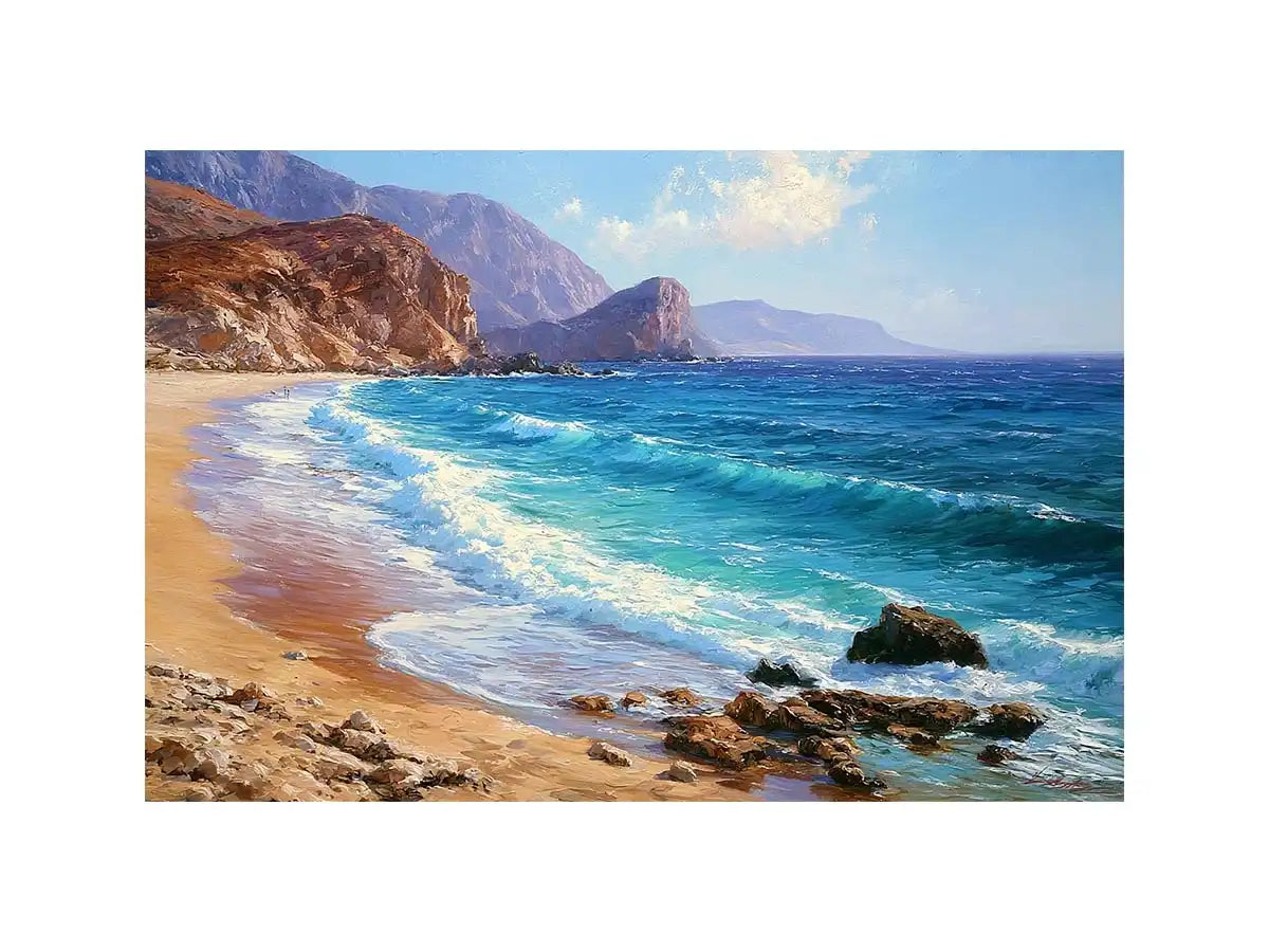 coastal beach wave canvas art