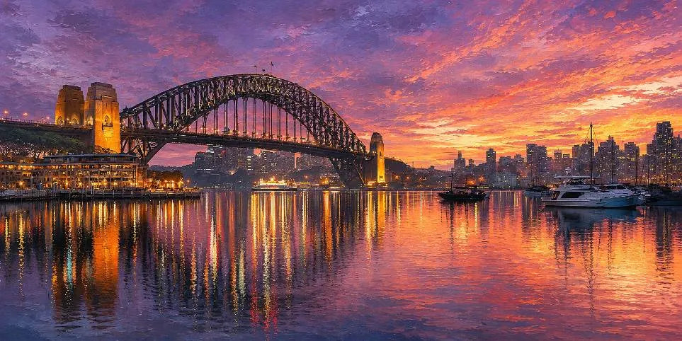 Sydney Harbour Bridge Dawn Panorama Canvas Print  Panorama