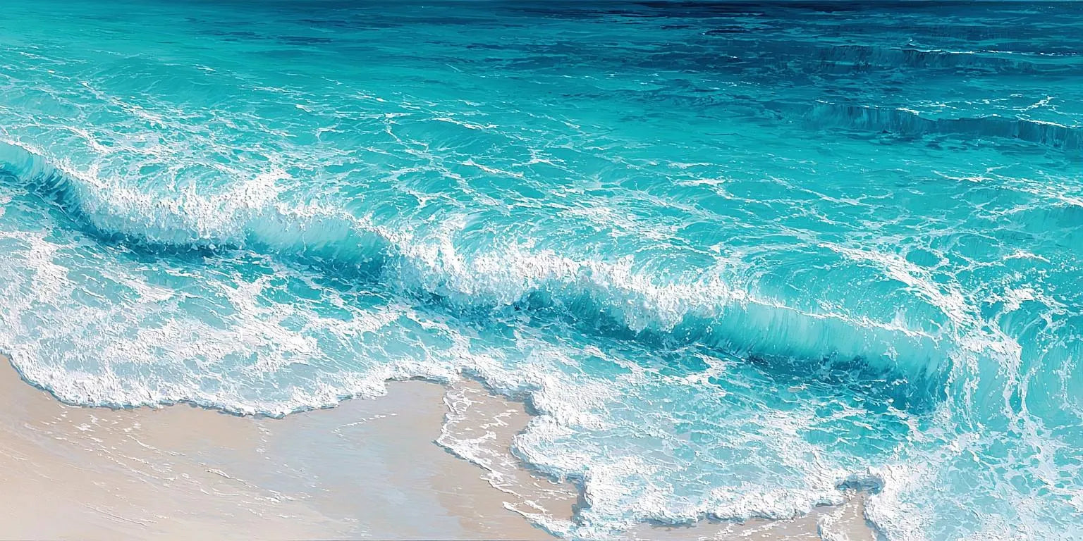 Turquoise Break Panoramic Canvas Print