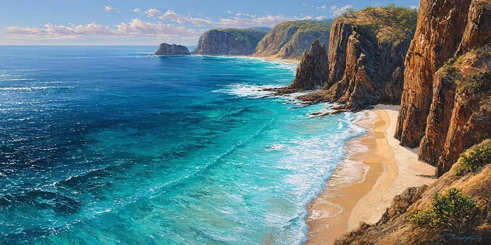 Australian Coastal Cliff C Panoramic Canvas Print