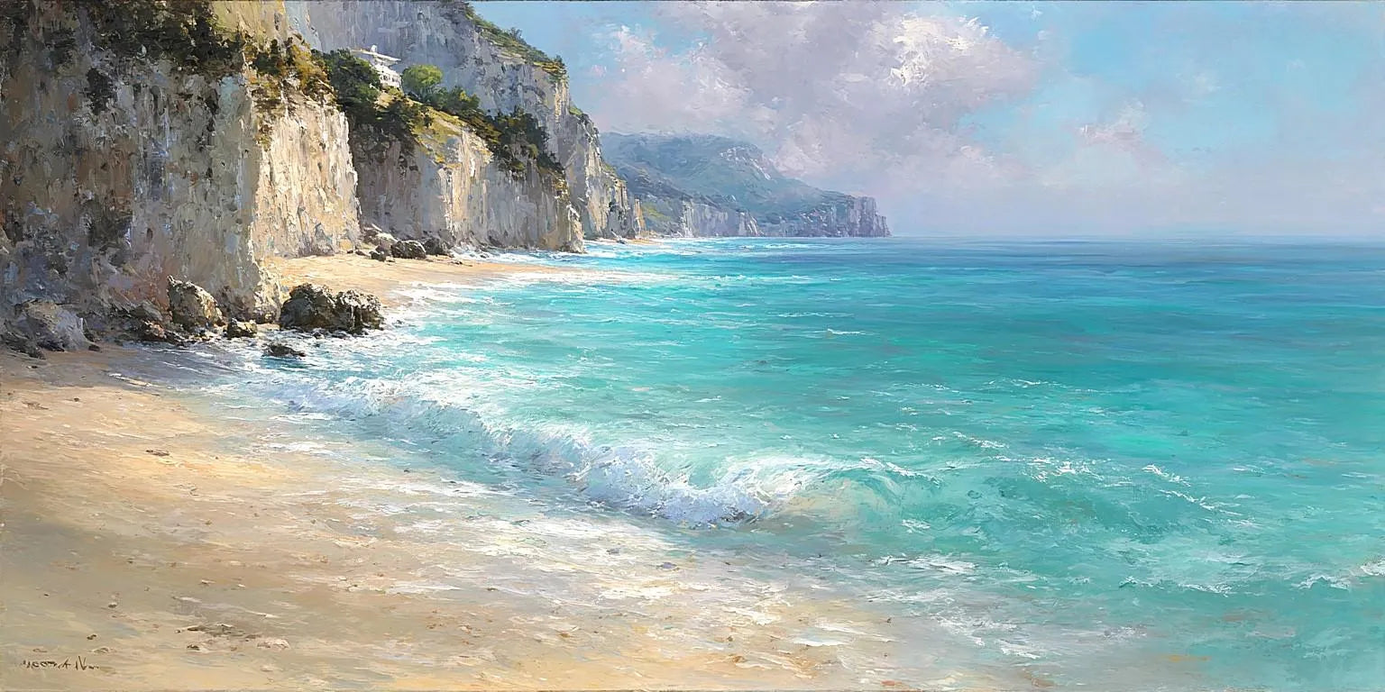 Chalk Coast Calm Panoramic Canvas Print