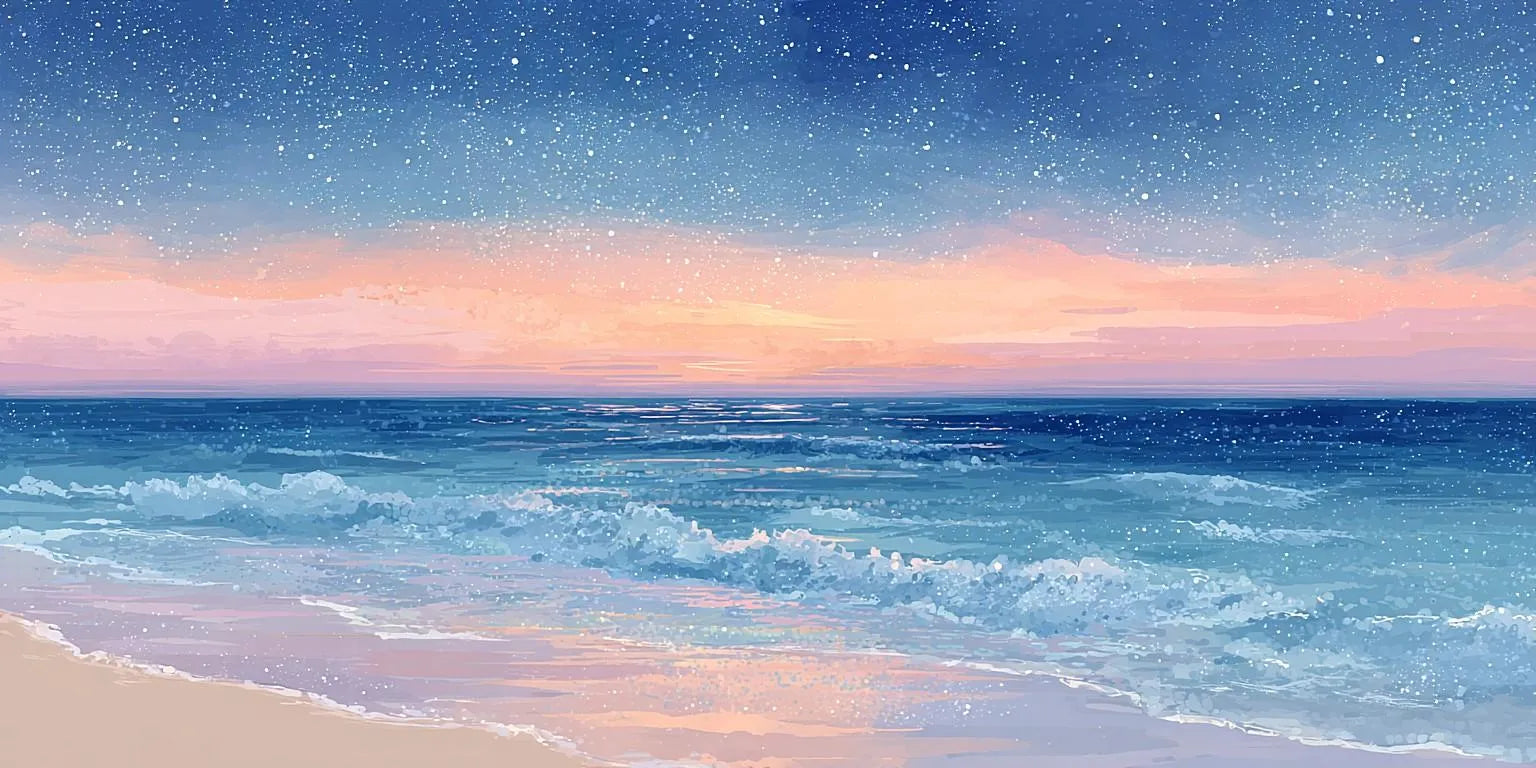 Starlit Shore Panoramic Canvas Print