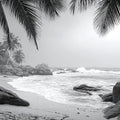 Tropical Monochrome Panoramic Canvas Print