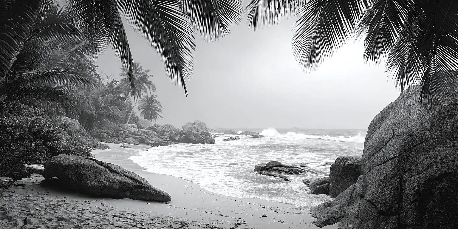 Tropical Monochrome Panoramic Canvas Print