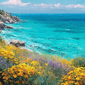 Wildflower Coast Panoramic Canvas Print