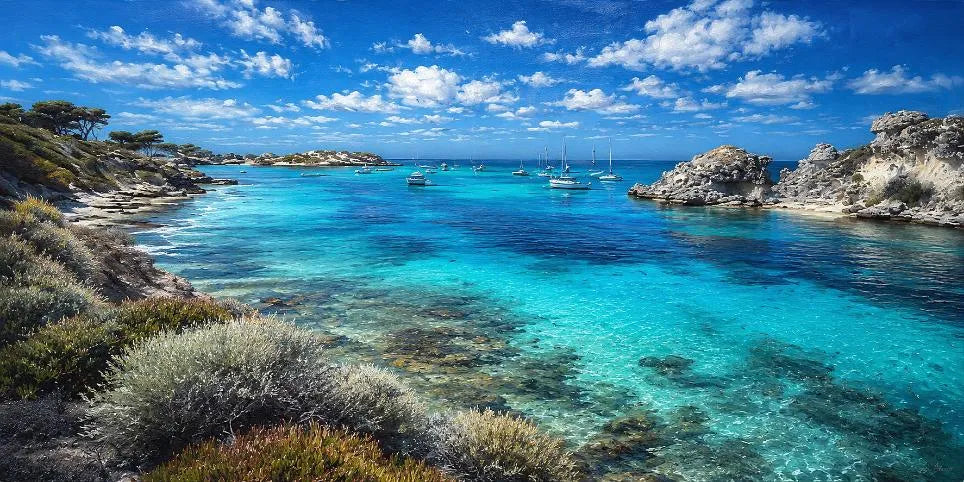 Rottnest Island Turquoise Ocean Bay Panoramic Canvas Print