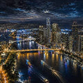 Brisbane City Night Panoramic  Long Painting