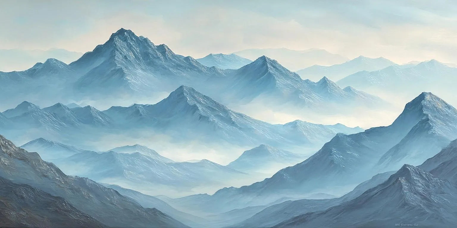 Moonlit Blue Peaks Panoramic Canvas Print