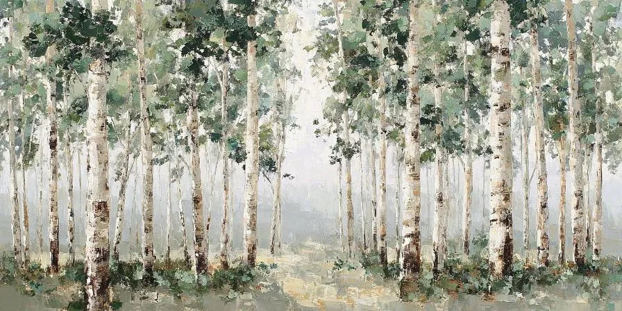 Whispering Birch Grove Panoramic Canvas Print
