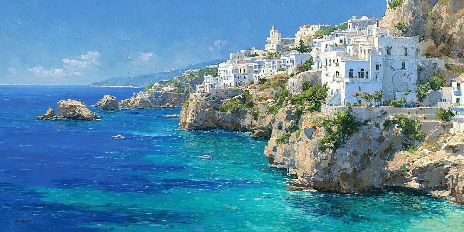 Azure Cliff Coast Panoramic Canvas Print