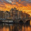Amsterdam Sunset Panoramic Painting
