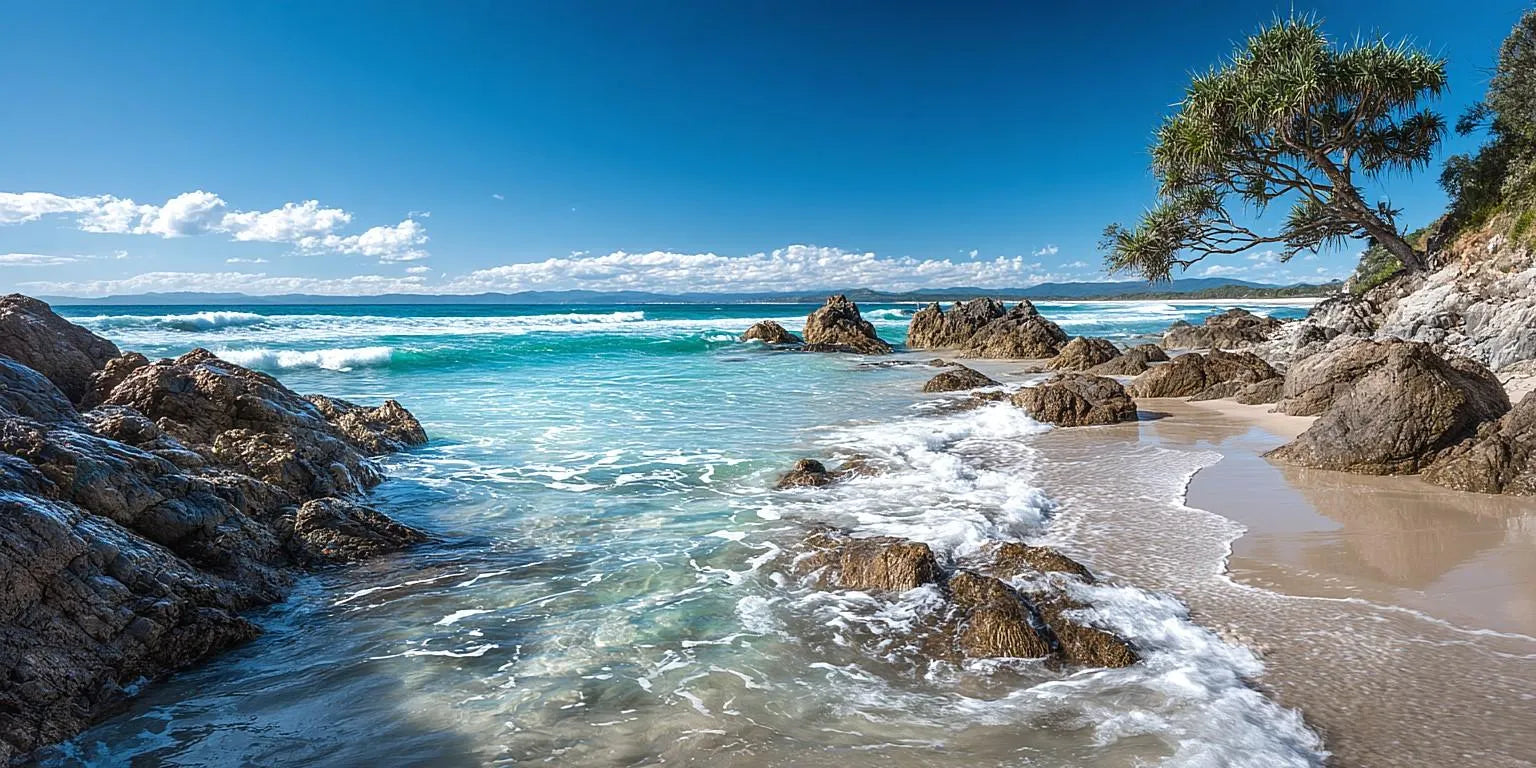 Byron Bay Wategos Beach Coastal Horizon Panoramic Canvas  Print