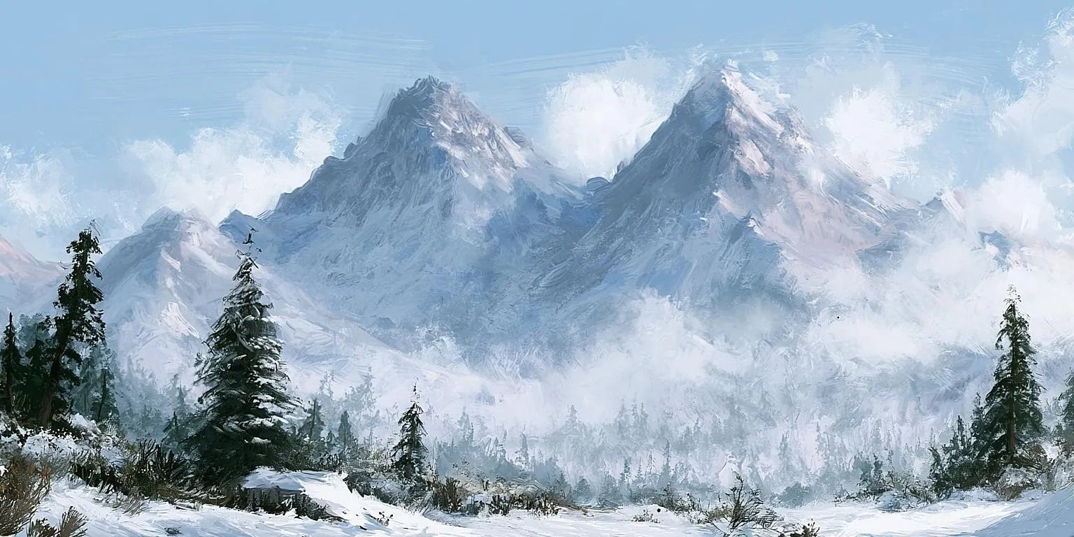 Winter Summit Veil Panoramic Canvas Print