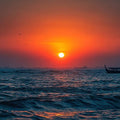 Crimson Ocean Dusk Panoramic Canvas Print