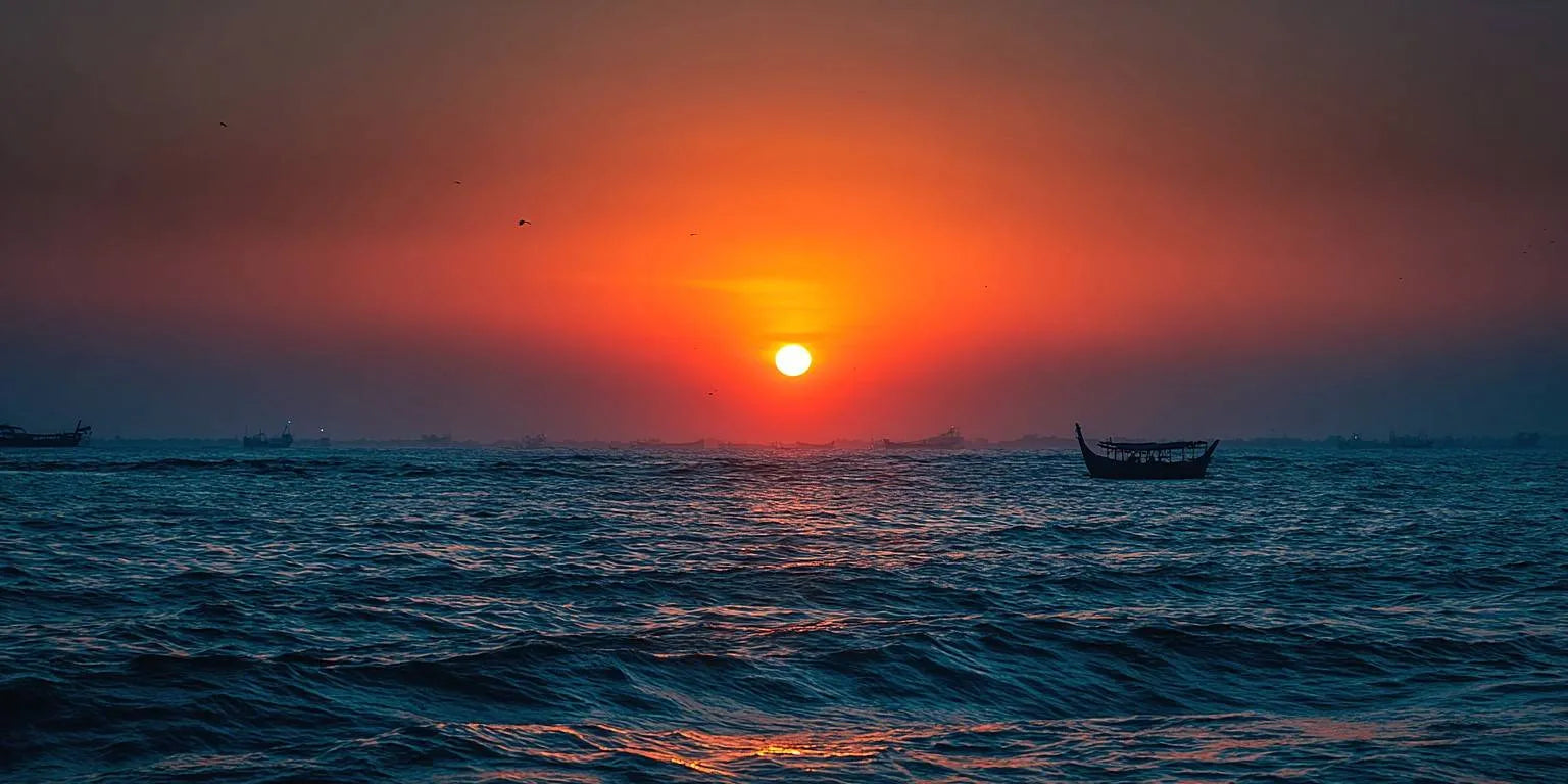 Crimson Ocean Dusk Panoramic Canvas Print
