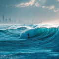 Burleigh Heads Ocean Waves Surfer Panoramic Canvas Print