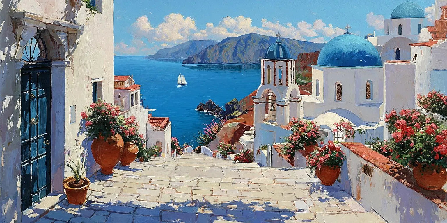 Santorini Dream Panoramic Canvas Print