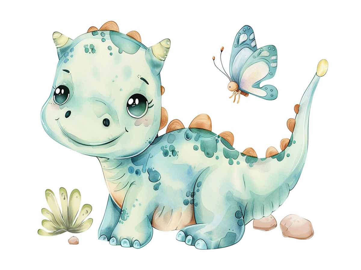 Playful Baby Dinosaur Portrait – Charming Prehistoric Character