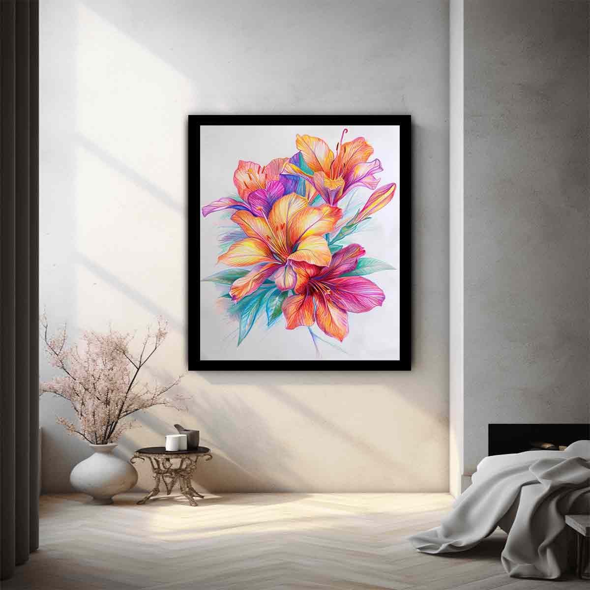 Vibrant Abstract Multicolour Floral Bloom Wall Art – Museum Quality Canvas