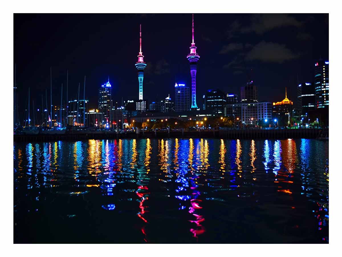 Auckland Skyline Harbour Lights
