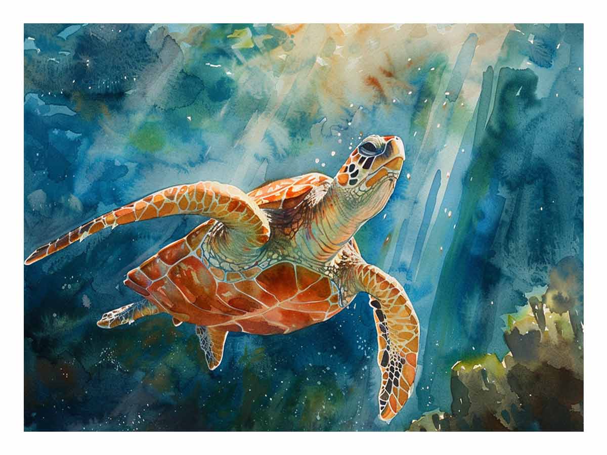Sea Turtle Journey – Graceful Marine Portrait
