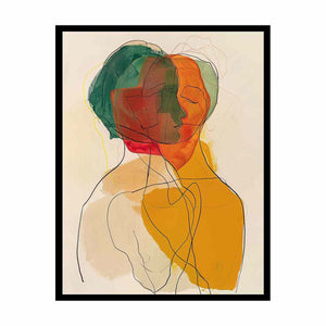 ochre abstract portrait line art-canvas-print-sunm641