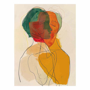 ochre abstract portrait line art-canvas-print-sunm641