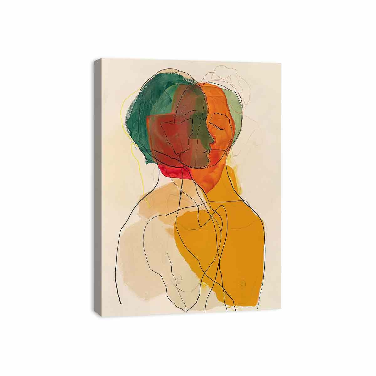 ochre abstract portrait line art-canvas-print-sunm641