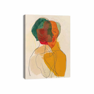 ochre abstract portrait line art-canvas-print-sunm641